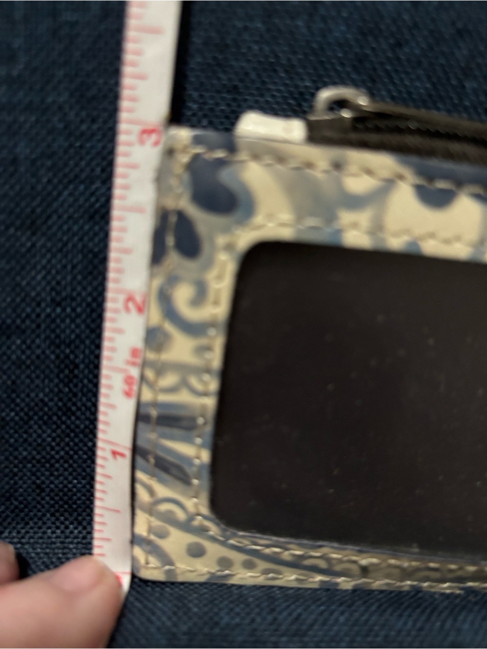 Patricia Nash  Leather Cardholder wristlet cream and Blue - Picture 6 of 7